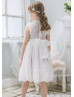 Chic Ivory Floral Lace Flower Girl Dress